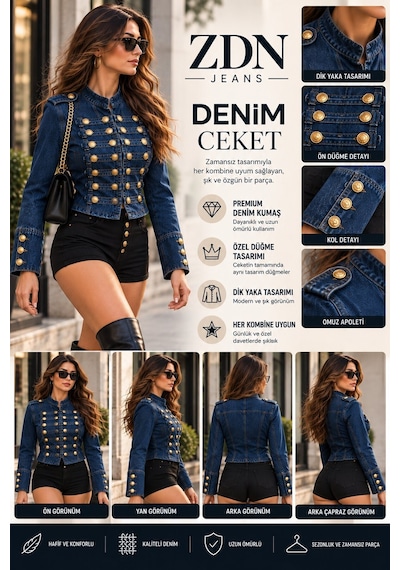 Zdnjeans Gold Düğme Detaylı Denim Ceket Mavi