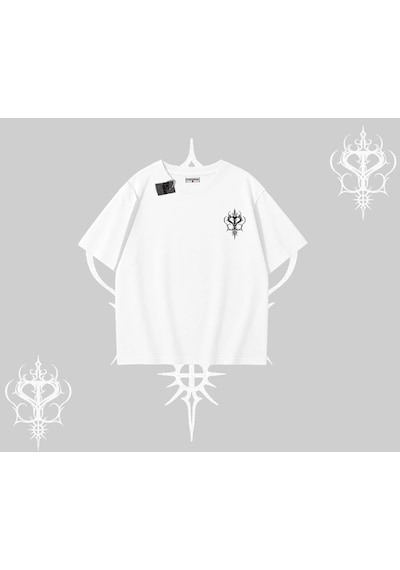 Tarzsokak Meditasyon Yapan Kedi Baskılı Oversize Tshirt Beyaz