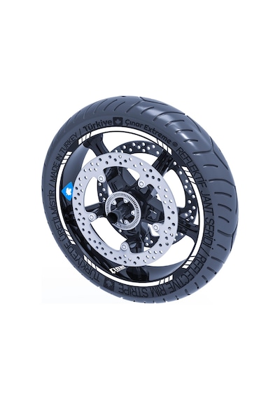 Floresan Beyaz 4 Parçalı Kesikli Jant Şeridi Sticker Çınar Extreme