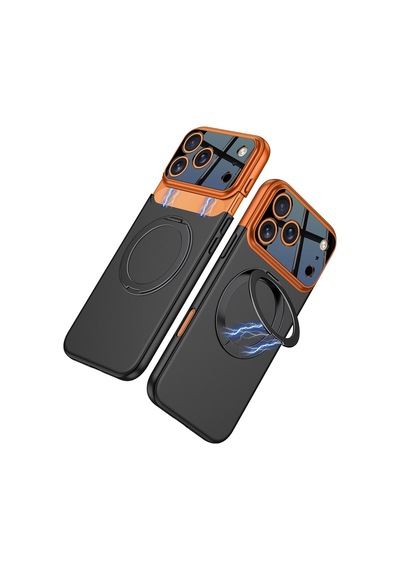 Lexroo İphone 17 Pro Kılıf M-safe Şarj Özellikli 360 Derece Standlı Çift Parçalı Torino Kılıf - Siyah