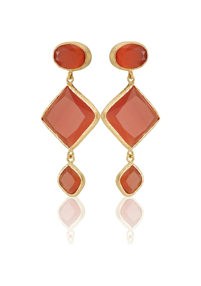 Kadir Jewellery 22 Ayar Altın Kaplama Kadın Sallantılı Küpe -el İşçiliği Ve Hipoalerjenik Küpe Kırmızı 08509816