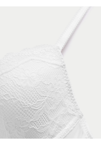 Marks & Spencer Dantelli Balenli Plunge Sütyen T33000318 Beyaz