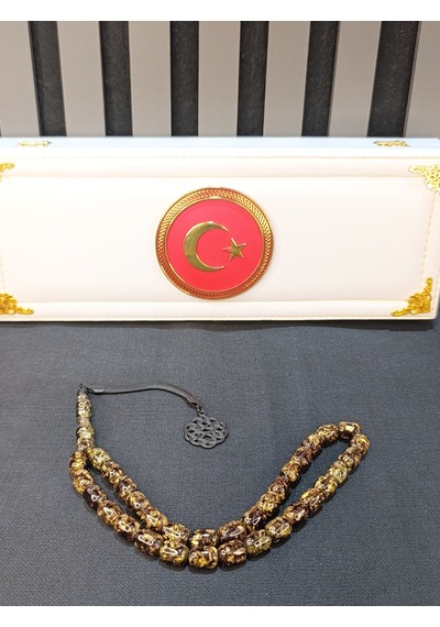 Altın Varaklı Tesbih Siyah Püskül