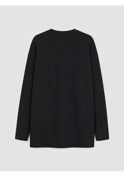 Lcw Everyday Siyah Soft Touch Taşlı Oversize Kadın Sweatshirt Tunik