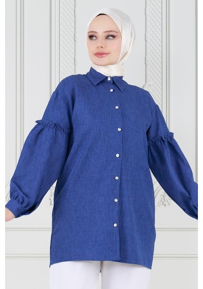 Sevitli Kolu Fırfır Detaylı Tunik-lacivert-3618-lacivert Lacivert Sevitli Kolu Fırfır Detaylı Tunik-lacivert-3618-lacivert Lacivert