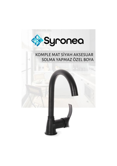 Siyah Elmas Mutfak Eviye Bataryası Aç Kapa Musluk Sıcak Soğuk Su Girişli Siyah