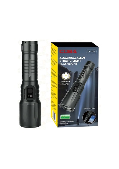 Bd-13 15w Tg Led Alüminyum Alaşımlı Zoomlu Type-c Dijital Göstergeli Şarjlı El Feneri