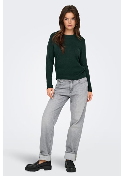 Only Onlrica Regular Fit Bisiklet Yaka Kazak Kadın Kazak 15204279 Koyu Yeşil