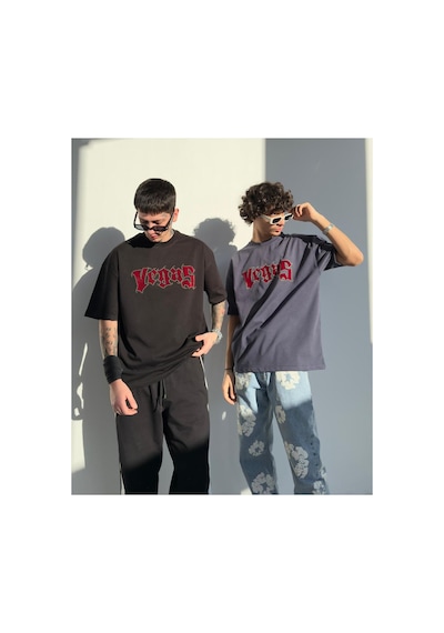 Zaee Vegas Taşlı Oversize Tişört Çok Renkli
