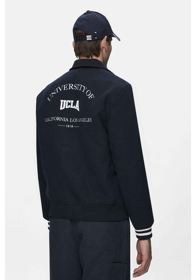 Ucla Keane Lacivert Kaşe Kolej Ceket Çıtçıtlı Standard Fit Erkek Ceket Lacivert