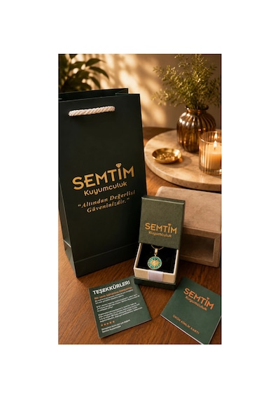 Sertifikalı 316l Çelik Siyah Mine Oval Zirkon Taşlı Premium Kadın Kolye Ucu Gold