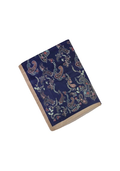 Mim Eşarp Enba Etnik Desenli Soft Pamuklu Şal 75x190 Cm Lacivert - Gold