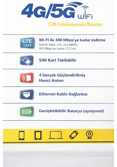 4g/5g Destekli Dual Function Router 300 Mbps Type-c 4000mah Batarya Yüksek Performanslı Ağ Çözümü