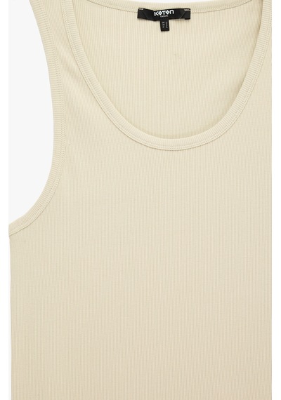 Koton Kolsuz Pamuklu Bisiklet Yaka Slim Fit Atlet Bej 6sam30001mk Ekru
