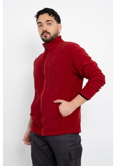 Dasüniforma Unisex Anti-pilling Tüylenme Yapmayan Standart Fit Tam Fermuarlı Soğuk Geçirmez Polar Hırka Bordo