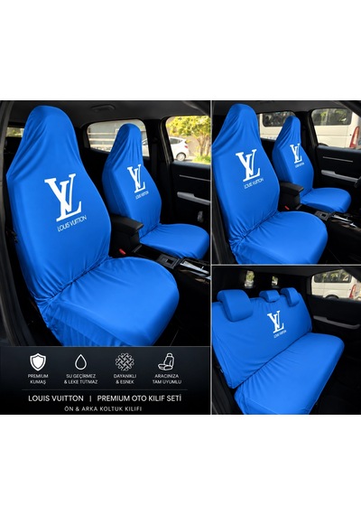Mavi Xl Lv Desen Kumaş Servis Kılıfı Ön Arka Kılıf 4 Parça Arka 2 Parca Logolu Penye 1.kalite Esne 1 Takım