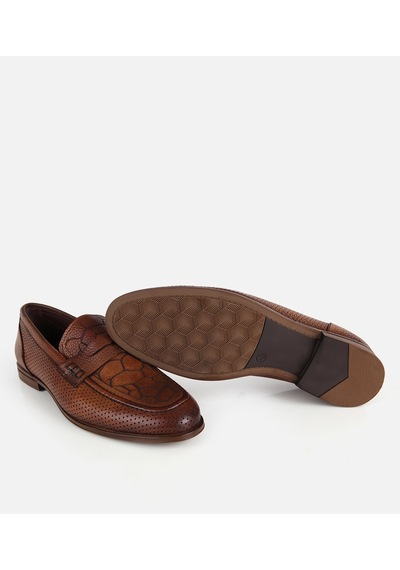 Hotiç Erkek Deri Taba Yumuşak Dokulu Baskılı Klasik Loafer 02ayh329690a410 02ayh329690a410