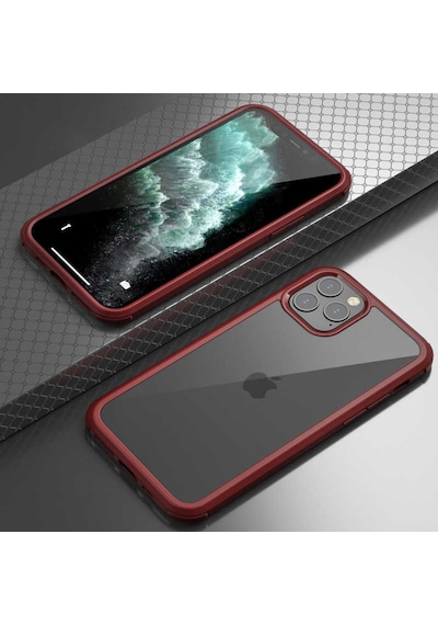 Apple Uyumlu  iPhone 11 Pro Max 360 Tam Koruma Ön Ve Arkasi Camli Silikon 393845153