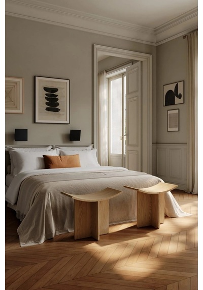 101 Copenhagen Brutus Fiber Beton Tasarım Dekoratif Tabure Meşe