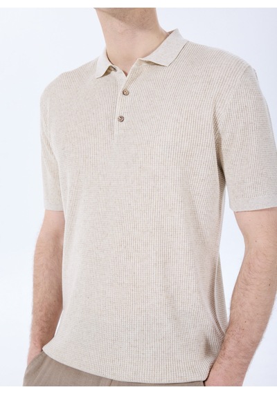 Fabrika Comfort Bej Erkek Polo Yaka Regular Fit Jakarlı Kazak Fc5sm-kzk 2047