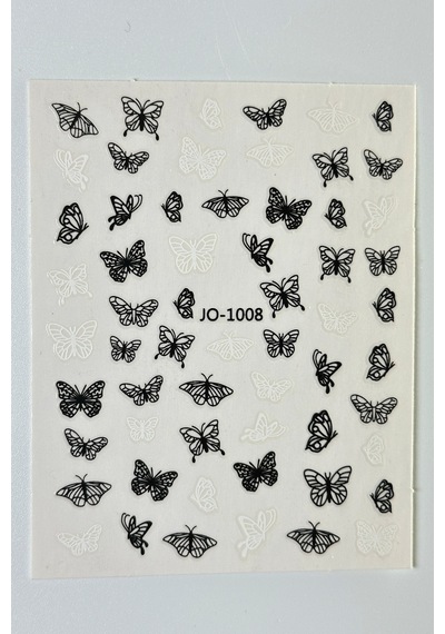 Nail Art Sticker Kendinden Yapışkanlı, Tırnak Süsleme, Tırnak Dövmesi Stikır 1008 Siyah-beyaz-1008