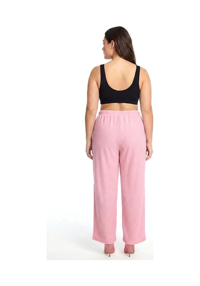 Akbeniz Kadın Pudra Pembe Dokulu Büyük Beden Cepli Pijama Altı