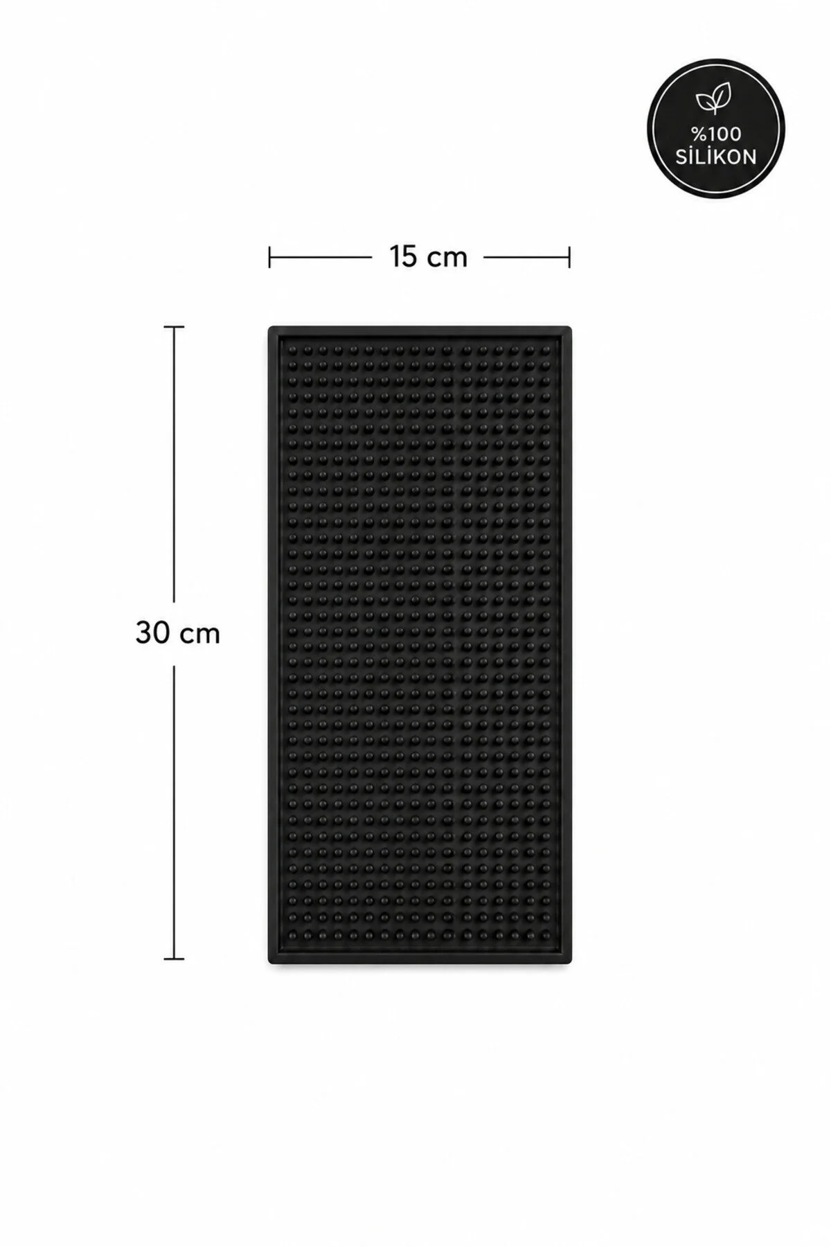 Bar Mat 30x15 %100 Silikon Kaymaz Tezgah Pedi Bardak / Kafe / Bar Siyah