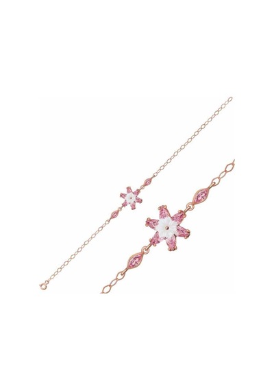 Gümüş Rose Pembe Lotus Çiçeği Bileklik Gümüş Gümüş