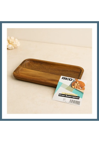 Bezos Akasya Ahşap Dikdörtgen Servis Tepsisi 25x14x1.4 Cm Agc