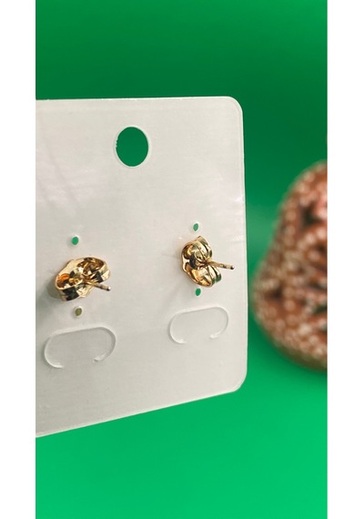 Xuping Rose Gold Yaprak Desenli Çivi Model Zirkon Taşlı Çelik Kadın Küpe Gold