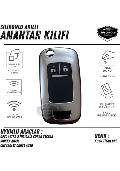 Opel Astra J İnsignia Corsa Vectra Mokka Adam Chevrolet Cruze Aveo Anahtar Uyumlu Silikon Anahtar Kılıfı Oto Anahtar Kabı Darbe Emici Anahtarl