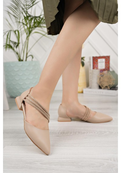 Nesilshoes Nesil Shoes Desca 557 Ten Yanı Açık Taş Detaylı Kadın Ayakkabı