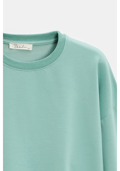 Sââde Kadın Oversize Bisiklet Yaka Basic Casual Sweatshirt Mint