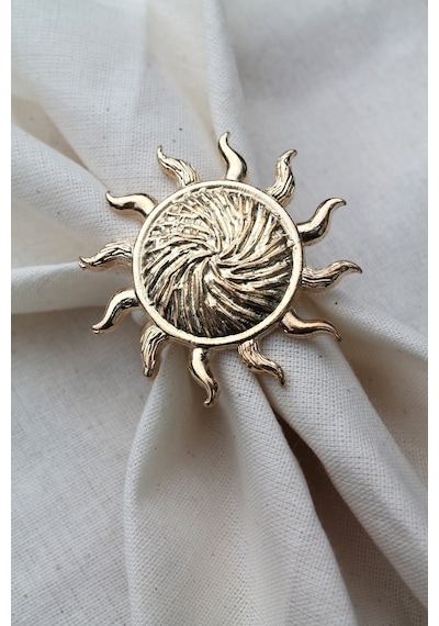 6 Adet Gold Güneş Metal Peçete Halkası - Napkin Ring M1
