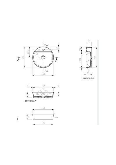 Bocchi Sottile Slim 1599-006-0126 Batarya Banklı Lavabo Mat Gri 45 CM