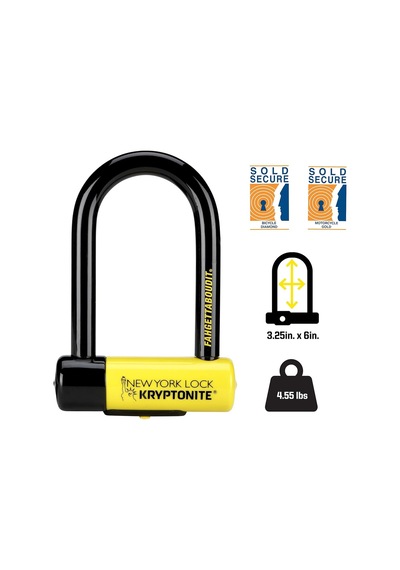 Kryptonite New York Fahgettaboudit Mini Bisiklet Kilidi, Sarı, Küçük Çok Renkli