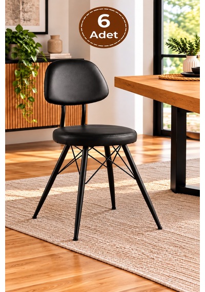 6 Adet Ece Metal Sandalye Cafe,restaurant,mutfak,salon,yemek Odası Sandalyesi Siyah