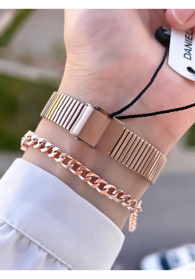Daniel Klein Çelik Kordon Köşeli Kasa 2 Yıl Garantili Bileklik Hediyeli Kadın Kol Saat Bfg.10835.6 Rose Gold