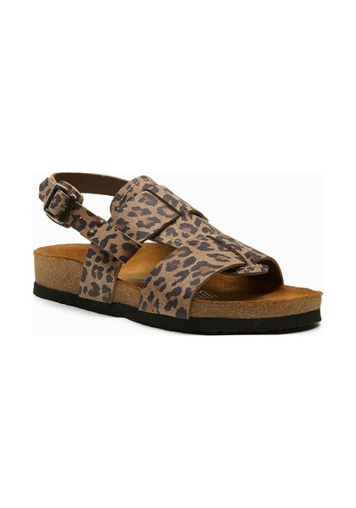 Comfortfusse Likya - Erkek Ortopedik Hakiki Deri Sandalet Leopar Baskılı Deri