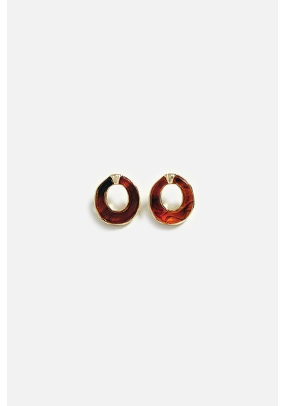 Reçine Oval Halka Küpe Gold