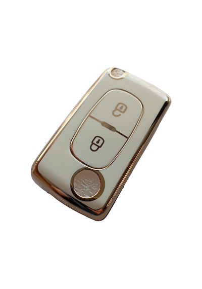 Citroen Berlingo C3 C4 C5 Uyumlu Kumanda Anahtar Kılıfı Beyaz Gold