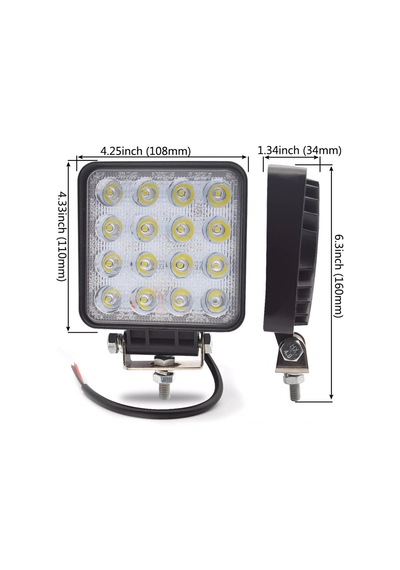 2 Adet 16 Ledli Off Road Çalışma Lambası / Projektör 48watt 12v /