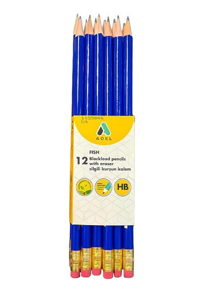 Adel Fish Silgili Kurşun Kalem Hb 12li Kurşun