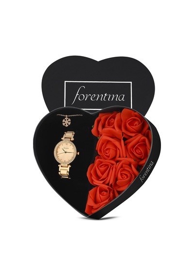 Forentina Rose Kaplama Kartanesi Kolye Saat-özel Güllü Kutuda Hediye Set Ps3722 Rose Gold
