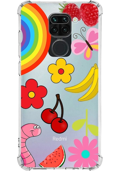 Prinrify Xiaomi Redmi Note 9 Uyumlu Water Color 5 Baskılı Şeffaf Köşe Korumalı Antişok Kılıf