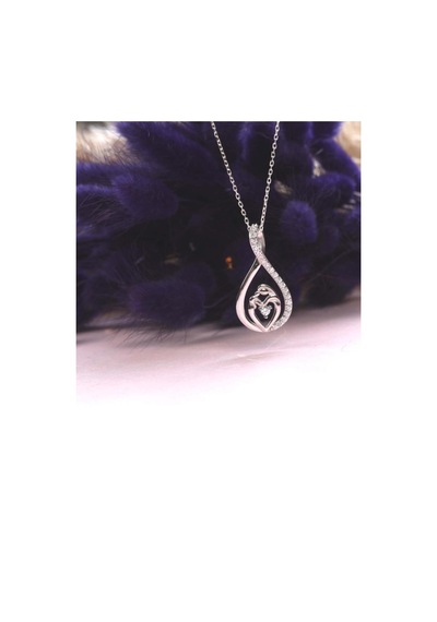 Brezza Lusso Jewelry Sonsuzluk Zirkon Taşlı Anne Bebek Gümüş Kolye 45 CM