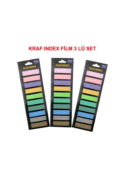 Kraf Index Fılm Pp 12x44mm Düz Şekilli 10 Renk 20yp 3 Lü Set