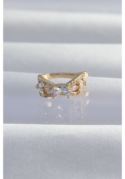 Gold Renk Zirkon Taşlı Earcuff Küpe Tekli Çok Renkli