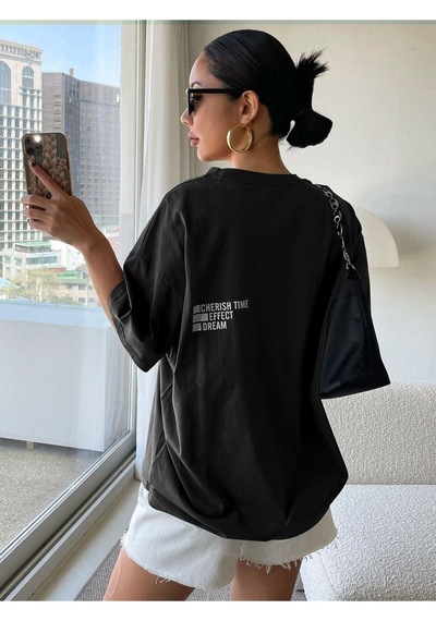 Unisex Effect Baskılı Oversize T-shirt 001