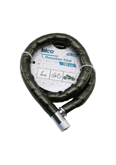 Tüp Anahtarlı Metal Kafa Çelik Motor - Bisiklet Kilit Silindirik Spiral Kilit Siyah Kılıf 22mm X 100cm Diğer